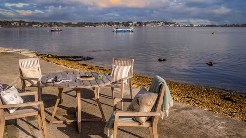 The outdoor seating at Custom House, Dorset